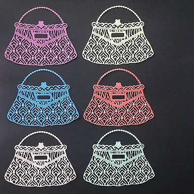 Large Lace Handbag Die Cuts With Gems - Assorted Sets Of 6 In Various Colours • £2.40