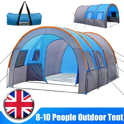 8-10 Man Large Family Tents Waterproof Column Tunnel Camping Column Play Tent UK • £109.99