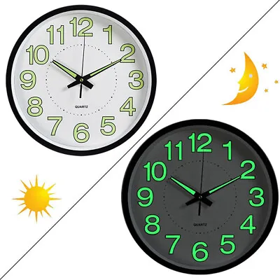 £11.94 • Buy 12 Inch Luminous Wall Clock Silent Night Light Round Wall Clock Battery Operated