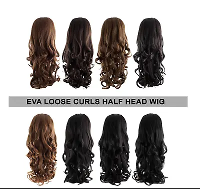 KOKO EVA LOOSE CURL NATURAL LOOK WAVY HAIR 3/4 HALF HEAD WIG 24  Various Colours • £24.99