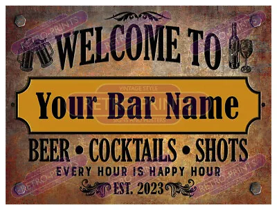 £4.90 • Buy FUNNY PERSONALISED Bar Sign, Metal Tin Sign/plaque Man Cave Shed Garage Home Pub