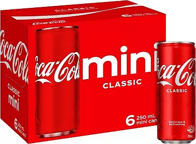 Coca-Cola Classic Soft Drink Mini Can Multipack 6 X 250 Ml-Au • $8.05