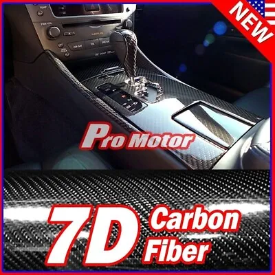 12  X 60  7D Premium Gloss Black Carbon Fiber Vinyl Wrap Bubble Free Release PRO • $9