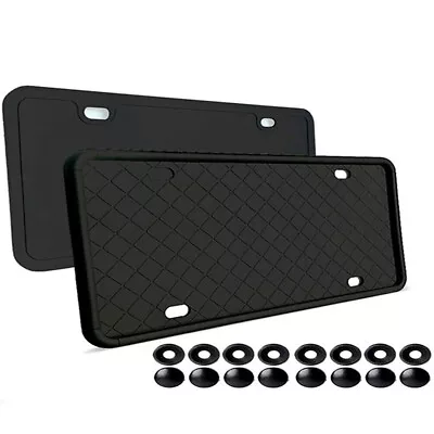 Black Silicone Rubber Car License Plate Frame Cover Front Or Rear US Size 2PCS • $26.33