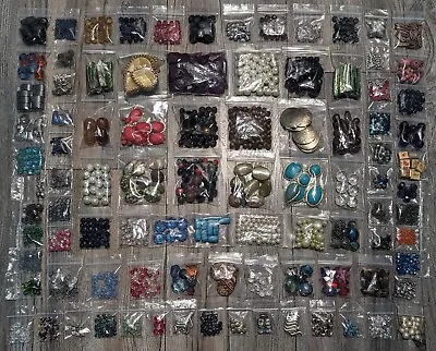 Lot 90+ Beads Vintage Jewelry Crystal Stone Glass Metal + More • $35