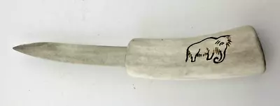 Vintage Letter Opener Off-White Bone Or Antler Small Drawn Wooly Mammoth • $24.99