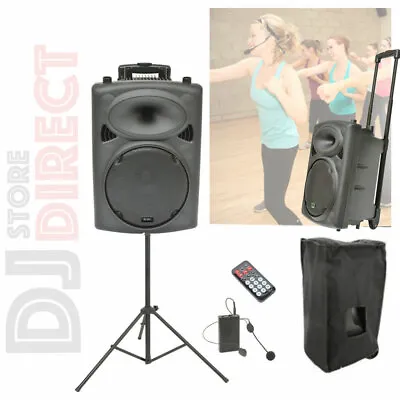 QTX QR10 Portable PA Gym Speaker System USB SD +  Headset Mic + Stand + Cover • £279