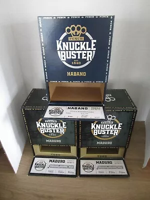 Punch Knuckle Buster Maduro & Habano Cigar Boxes Lot Of 3 Double Hinge Lid Empty • $18