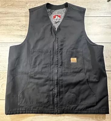 Vintage Ben Davis Vest Size 2XL 90s Black Blanket Lined Made In USA Zip Work • $100