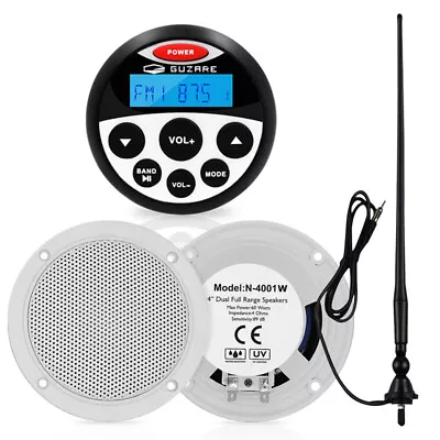 Boat Radio Marine Audio System Kit Bluetooth Stereo Receiver + 4  120W Speakers • £79.99