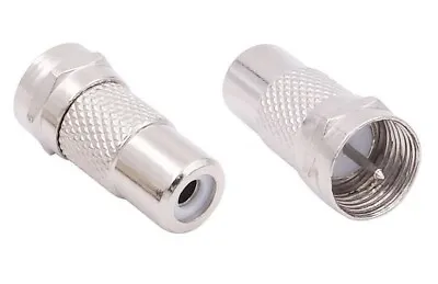 RCA Female Jack To F-Type Male Plug Coax Coaxial Adapter Radio Connector RG59/6 • $3.99