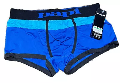 Papi Brazilian Trunks -Men's Low Rise Underwear Waves Blue Block M BNWT • $4.73