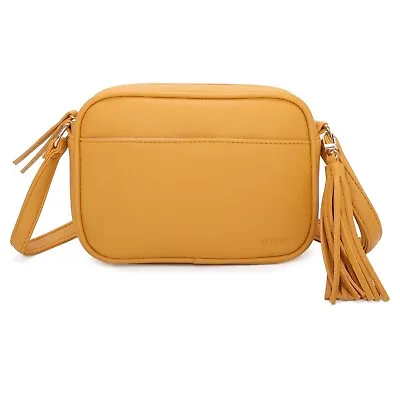 Pocket Front Chic Small Cross Body Shoulder Woman Faux Leather Tassel Bag • £18.99