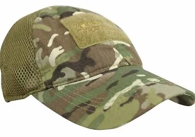 Tactical Flexi Fit Mesh Cap Army Camo Sand Black Baseball Hat Ripstop + Patch • £10.99