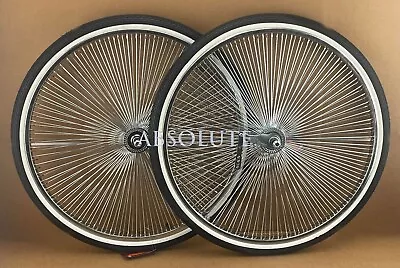 Vintage Lowrider 26  144 Spoke Chrome Dayton Rims W/ 1.75 White Wall Brick Tires • $304.99