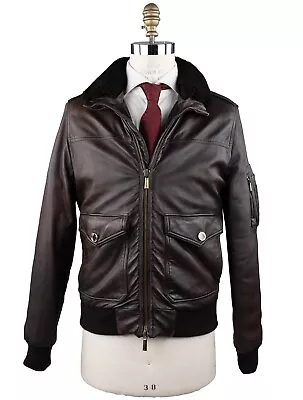 New Moorer Coat 100% Leather Goat And Sheepskin Collar Size 40 Us 50 Eu M Mcx2 • $2640