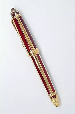 Faberge Ltd Ed. Michel Perchin Ruby Enamel Gilt Sterling  Fountain Pen 18K Gold  • $2895