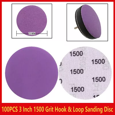 100PCS 3 Inch Sanding Discs 1500 Grit Hook And Loop Sandpaper Orbital Sander Pad • $14.90