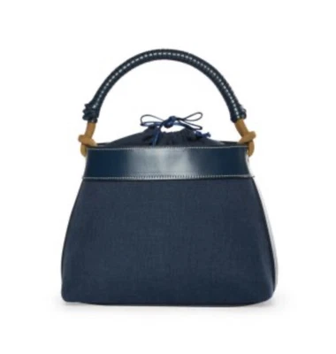 $100 • Buy Staud Tellie Canvas Drawstring Top Handle Bag Denim