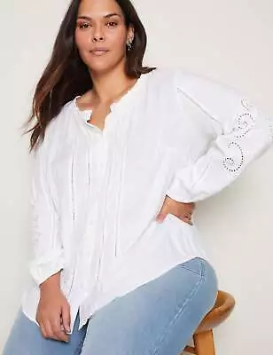 AUTOGRAPH - Plus Size - Womens Tops -  Woven Long Sleeve Cut Out Peasant Top • $17.99