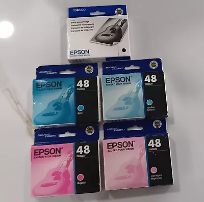 5 Genuine Epson 48 Ink Black Cyan Magenta Light Cyan Light Magenta READ DESC • $30