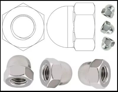 £1.76 • Buy Steel Dome Nuts Zinc Plated Acorn Cap Nuts For Bolts & Screws M4 M5 M6 M8 M10