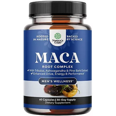 Black Maca Root Capsules For Men - Herbal Testosterone Supplement • $12.36