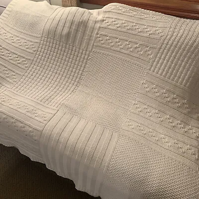 Pottery Barn Cable Knit Throw 50 X 60 White In Rarely Used Mint Condition 2009 • £81.97