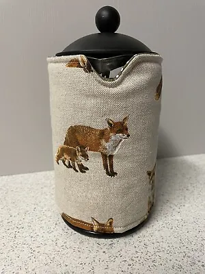 Handmade 800ml Cafetiere Cosy Cover Beige Fox Wildlife • £10.50