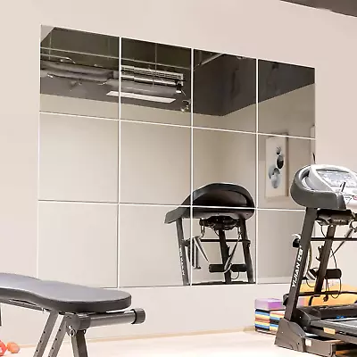 Gym Mirrors 12  Square Wall Mounted Mirror Frameless Mirror Tiles For Wall Ceil • $60.95