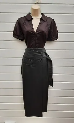 £6.99 • Buy Faux Wrap Skirt,faux Black Leather,60's,70's,80's,vintage Style,zara,size 8 App