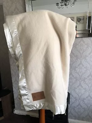 £79.99 • Buy Large Wool Cream Blanket  With Trim Early’s Of Witney 100’x88’ 100% Merino Wool