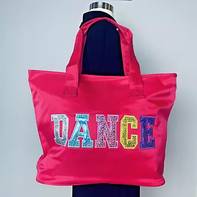 Girls Youth Hot Pink Dance Ballet Tote Bag Lined Multicolored Dance Print New • $11.99