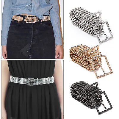 Bling Crystal Waistband Metal Chain Waist Belt Fashion Rhinestone Belt Women • £14.59