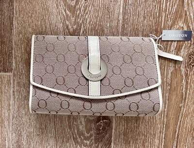 $29 • Buy OROTON Perugia Leather Jacquard Monogram Beauty Makeup Case Clutch Purse