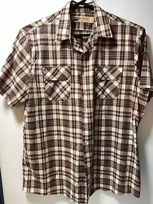 Vintage USA MADE Big Mac Mens Button Front Shirt SS Plaid Workwear XL Tall • $16.22