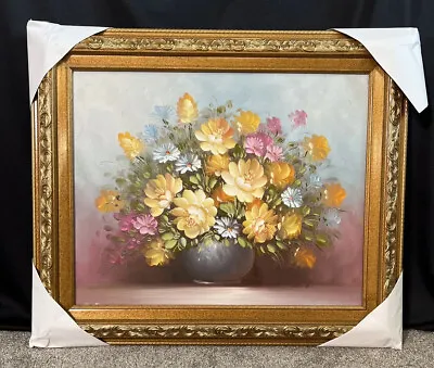 VTG ROBERT COX Gold Rose's Oil Painting Original Signed LG 25x21”Ornate Frame • $111.20