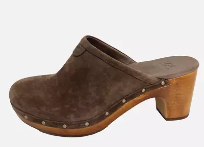 UGG Abbie 5772 Women's Wooden Mule Shoes Leather Heel Taupe Size US 7 • $27