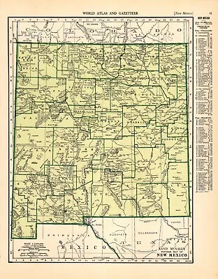 1942 Vintage NEW MEXICO State Map Antique Atlas Map Of New Mexico Wall Decor 489 • $17.05