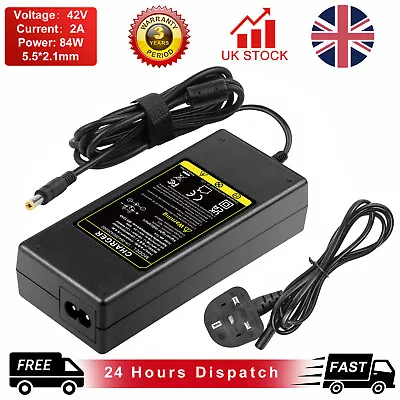 36V Lithium Li-ion Battery Charger Output 42V 2A Power Fast For Electric Bike  • £13.99