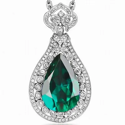 14KT Gold & 1.65Ct AA Natural Zambian Emerald With IGI Certified Diamond Pendant • $650