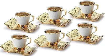 £50.35 • Buy Turkish Greek Arabic Coffee Espresso Demitasse Cup Saucer Spoon Set, White Cups