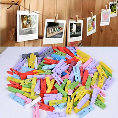 50Pcs Mini Wood Clothespins Laundry Photo Paper Peg Clips Clothes Pins CraWCNA • $3.60