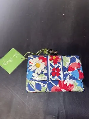 Vera Bradley Summer Cottage Kiss Lock Wallet Quilted Card ID Pocket Floral NEW • $19.99