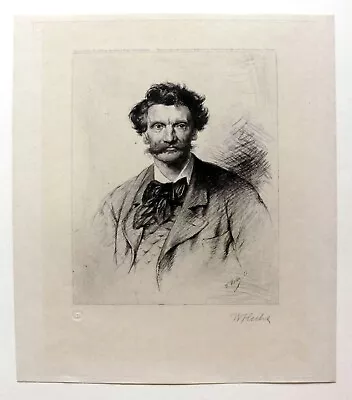 £158.82 • Buy Wilhelm Hecht (1843-1920). Portrait Carl Piloty, Sign. Etching, 1883.