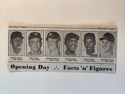 Mickey Mantle Willie Mays Spahn Opening Day 1959 Sporting News Baseball 6X3 • $16