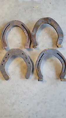 Used Steel Horseshoes Qty 4 Extra Large Clydesdale Style Rusty Unique  • $45