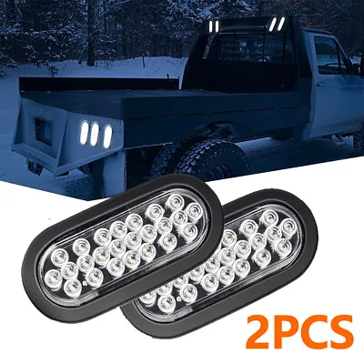 2x 6  Oval White 24 LED Trailer Truck Reverse Backup Tail Lights W/Grommet 12V • $18.90