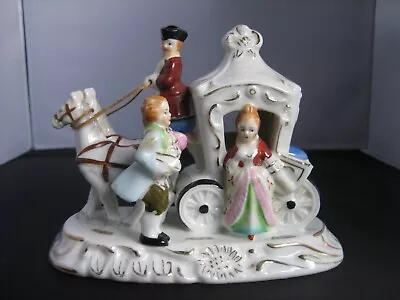 Vintage Japanese Hand Painted Porcelain Modern Antique Carriage Figurine • $44.99