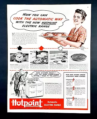 Hotpoint Electric Range Ad Vintage 1945 Automatic Stove Oven Advertisement • $14.93